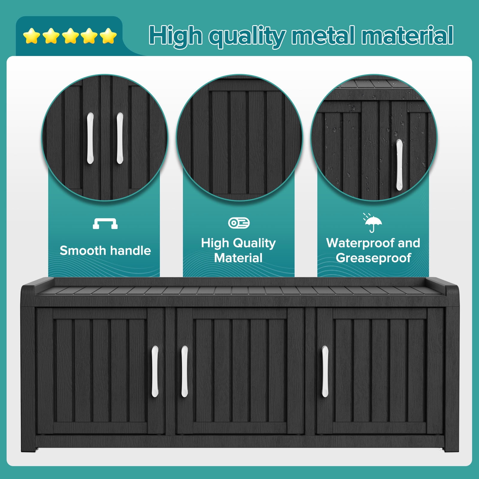 MAYEERTY Three-Door Entry Shoe Storage Cabinet, Weatherproof Shoe Organizer with Removable Layers