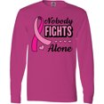 thumbnail image 3 of Inktastic Breast Cancer Awareness Nobody Fights Alone Pink Ribbon Long Sleeve T-Shirt, 3 of 5