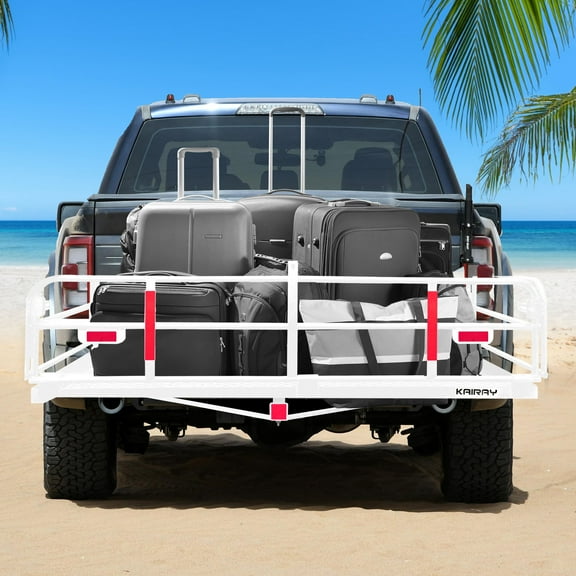 500 Lbs Heavy Duty Hitch Mount Cargo Carrier 60" x 24" x 14.4" Folding Cargo Rack Rear Luggage Basket Fits 2" Receiver for Car SUV Camping Traveling (White)