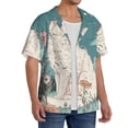 thumbnail image 2 of Rateoe Celestial Cat And Flowers Pattern Men's Short Sleeve Classic Shirt, Casual Short-Sleeved Shirt, Lightweight Summer Shirt, Cuban Collar Shirt,Button-Front Shirt-4X-Large, 2 of 5