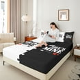 thumbnail image 4 of jejeloiu Mr And Mrs Queen Sheet Sets,Couple Gifts Flat Sheet,White Black Queen Fitted Sheet For Men Women,Super Cozy Room Decor,4-Piece, 4 of 7