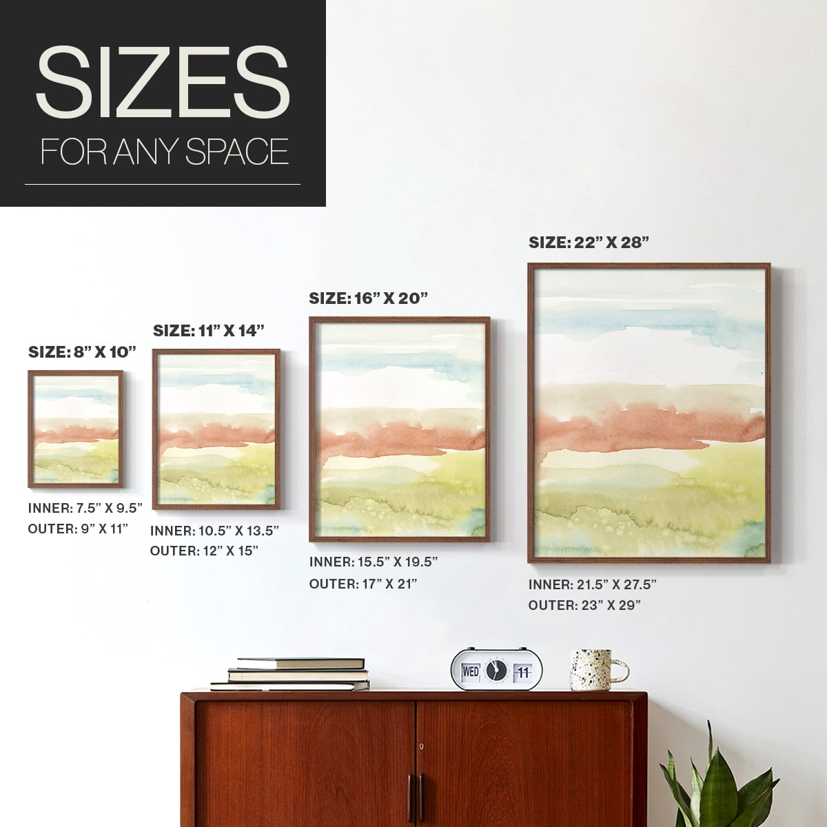 Blushing Sunrise II Framed Print in Brown Solid Wood Framed Print No Nail Hanging