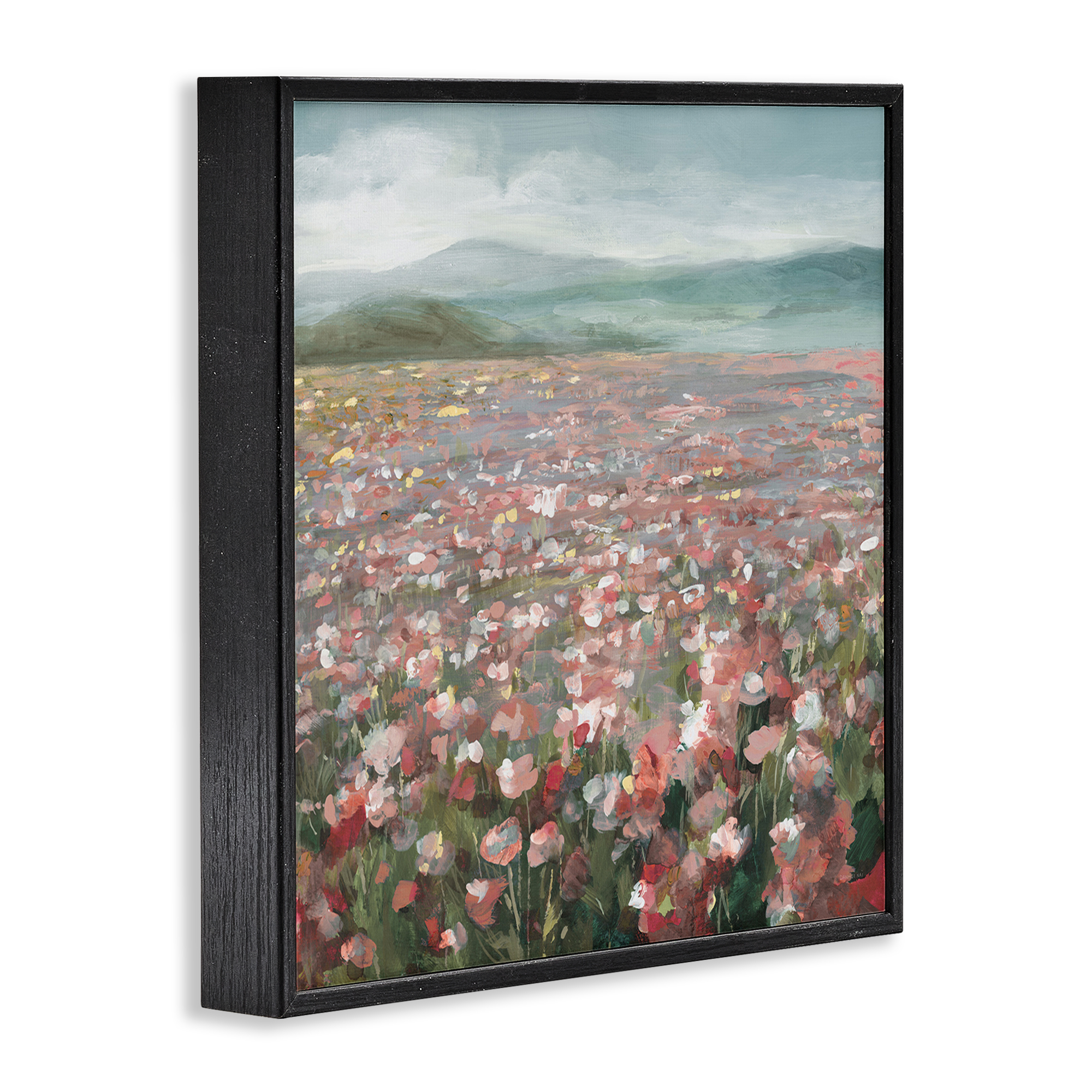 Stupell Industries Soft Headland Wildflowers Landscape Painting Black Framed Art Print Wall Art, 24 x 24