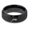 thumbnail image 2 of Tungsten Dolphin Sea Animal Island Band Ring 8mm Men Women Comfort Fit Black Beveled Edge Brushed Polished, 2 of 4