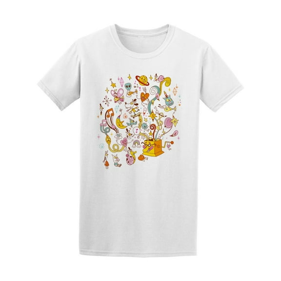 Music Box Doodles T-Shirt Men -Image by Shutterstock, Male 4X-Large