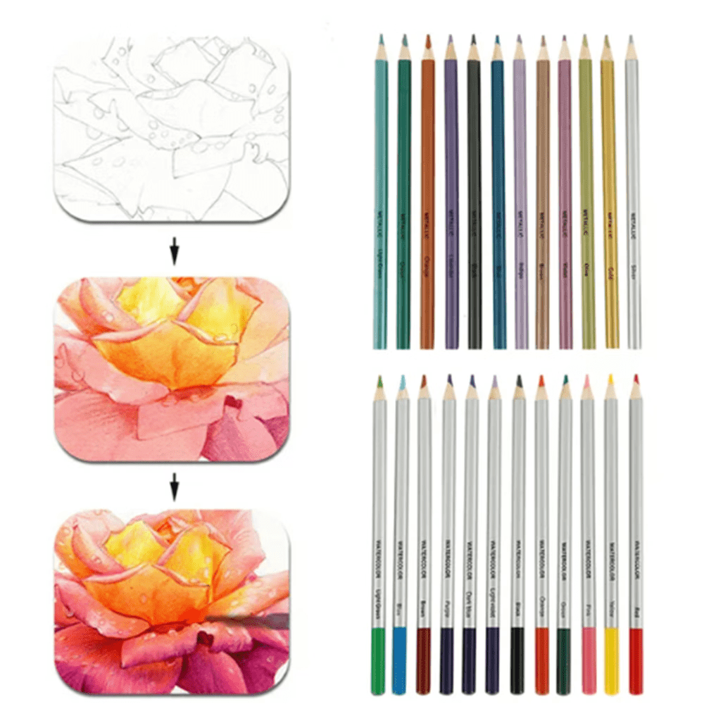 ZOUYUE 51-Piece Drawing Art Pencils, 51PCS Drawing & Art Supplies Kit for Kids, Complete Artist Kit, Include Graphite Pencils, Metallic Color Pencils, Water-soluble Pencils for Kids Adult Teens Artist