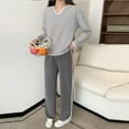 thumbnail image 4 of Tnhcen Women's Striped Thermal Fleece Pajama Set Long Sleeve Cozy Relaxed Fit Plus Size L-2XL Winter Sleepwear, 2 Pieces Women's Pajamas with Polyester Fleece Fabric, 4 of 5