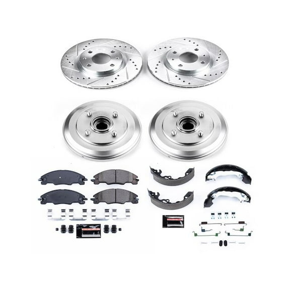 Front and Rear Brake Pad Rotor Shoe Drum Kit - Compatible with 2009 - 2011 Ford Focus 2010