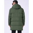 thumbnail image 3 of DARING DIVA Men's Mid-Length Outerwear Zipper Quilted Hooded Padded Coat S Dark Green, 3 of 7
