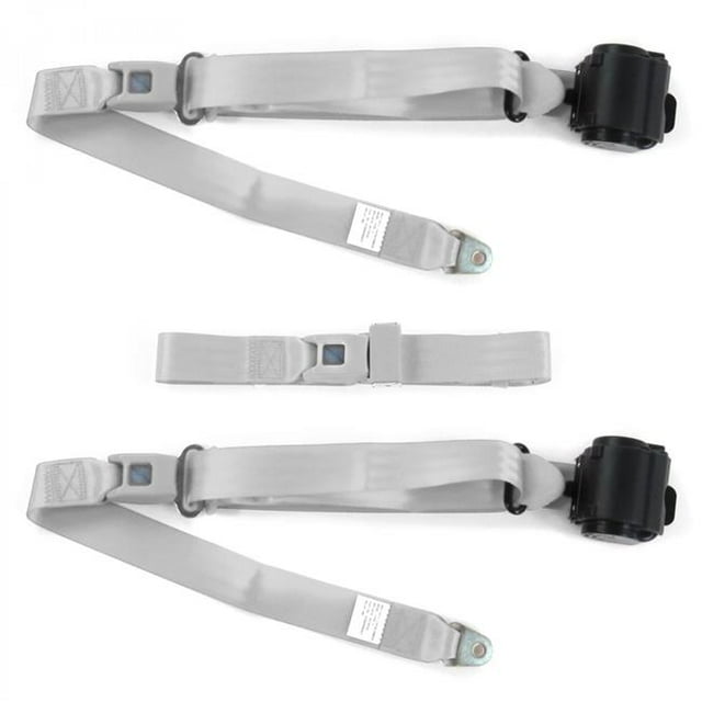 Triumph Spitfire 1962-1980 Standard 3 Point Gray & Grey Retractable Bench Seat Belt Kit - 3 Belts