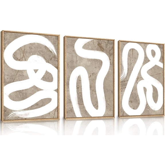 FCCUYE Large Abstract Green Gray Pastel Framed Canvas Wall Art,Neutral Landscape Wall Decor,Modern Watercolor Lake Artwork,Beige Textured Illustrations Art for Living Room,Bedroom,Office- 16"x24"x3