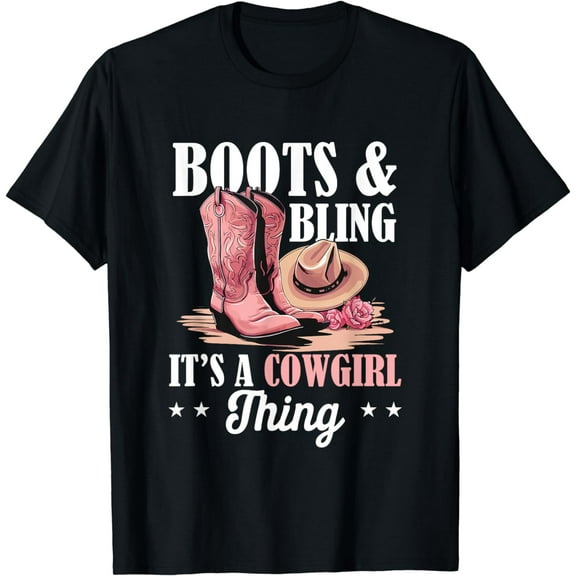 Rodeo Western Country Southern Cowgirl hat - Boots & Bling T-Shirt