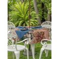 thumbnail image 2 of Outdoor Tablecloth with Umbrella Hole and Zipper, Pink Christmas Round Table Cloth 60 Inch Waterproof Tablecloth, Xmas Tree Gingerbread Snowman Winter Picnic Table Cover for Patio Camping, 2 of 7