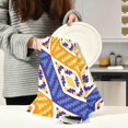 thumbnail image 3 of African Geometric Pattern Tea Towels Set of 6 Yellow Blue Kitchen Dish Cloth with Hanging Loop, 18"x28"Lint-Free Absorbent Towel for Kitchen Drying Wiping and Cleaning, 3 of 7