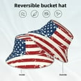thumbnail image 3 of Kll Vintage American Flag Bucket Hat for Women Men Packable Travel Beach Sun Hat Outdoor Rave Accessories Reflective Fisherman Cap, 3 of 6