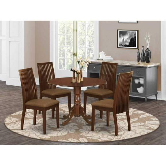 East West Furniture Dining Room Set Mahogany, DLIP5-MAH-C