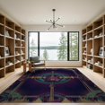 thumbnail image 2 of ODIKA 9'x12' Washable Area Rug Low Pile, Flatwoven, Gold Guitar Rock Music Themed Print Record Electric Sound Waves and Medallion for Great Room, Indoor Concept, Large Living, 2 of 7