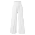 thumbnail image 3 of Women Summer High Waisted Flare Palazzo Pants Beach Pant Long Bottom Trousers Warm up Pants Drawstring Pants for Women Business Casual Pants for Women Petite Women Warm Pants Casual Women Pants Casual, 3 of 5