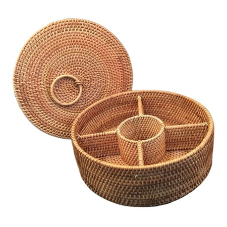 

unbranded Picnic Organizer Basket with Lid Containers for Food Fruit Small