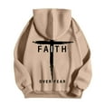 thumbnail image 5 of Men's Jesus Hoodie Cross Letter Print Comfy Hooded Sweatshirt Long Sleeve Loose Fit Casual Streetwear Graphic Hoodies for Men, 5 of 7