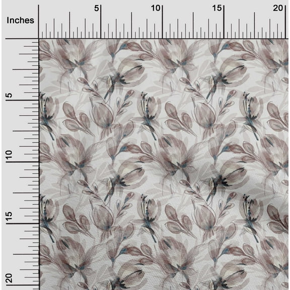 oneOone Cotton Flex White Fabric Stripe & Rose Floral Quilting Supplies Print Sewing Fabric By The Yard 40 Inch Wide