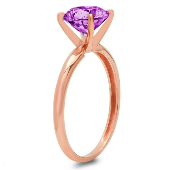 1 ct Round Cut Simulated Alexandrite Solitaire Engagement Ring for Women in 18K Rose Gold