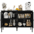 thumbnail image 3 of Storage Cabinet with 4 Doors 59" Large Sideboard Buffet Cabinet with Adjustable Shelves Wood Coffee Bar Cabinet for Living Dining Room Kitchen, 3 of 9