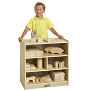 ECR4Kids Birch 4-Cubby School Classroom Block Storage Cabinet with Casters, Natural, 24" W