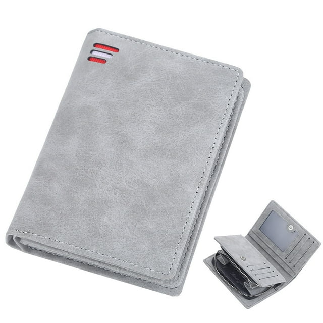 Carteras para hombre, carteras para hombre de cuero PU con bolsillo para monedas con cremallera, monedero para hombre, regalo para el día del padre