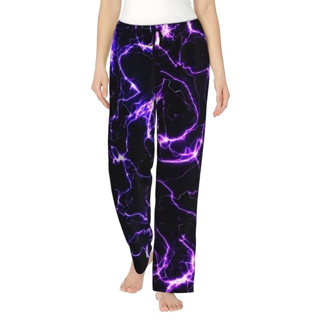 Fotbe Galaxy Lightning Pantalones de Pijama para Mujer, Pantalones de Dormir, Pantalones Pj con Cordón y Bolsillos-X-Large
