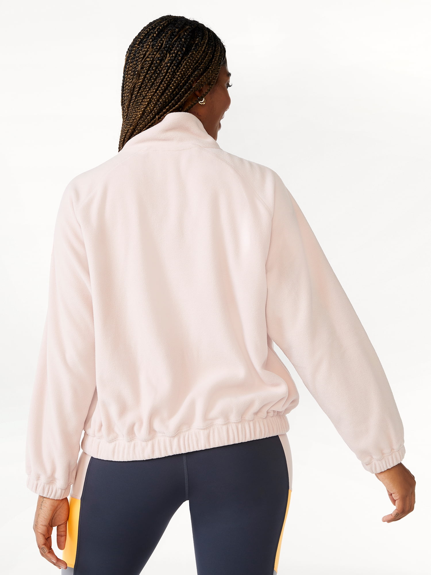 Love & Sports Women's Fleece Cropped Quarter Zip Pullover 