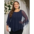 thumbnail image 6 of Lapaplus 2025 Plus Size Sparkly Tops for Women - Silver Mesh Two-Piece Cocktail Blouse for Wedding Guest/Night Out, Sleeveless Glitter Top, 6 of 11