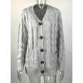 thumbnail image 1 of Women's Cable Knit Cardigan Long Sleeve Open Front Button Down Knitwear Sweater Coat, 1 of 3