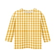thumbnail image 6 of CCRFTGI Girls Shirts Cute Plaid Shirt Graphic Tees for Kids Summer Girls Fashion 3/4 Sleeve Tops Crewneck T Shirts Yellow 3-4 Years, 6 of 6