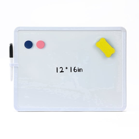MXG White Frame Double-Sided Dry Erase White Board 12" x 16",  Writing Board. Includes Black Marker Pen, Magnet, and Whiteboard Eraser, Suitable for School, Home, and Office