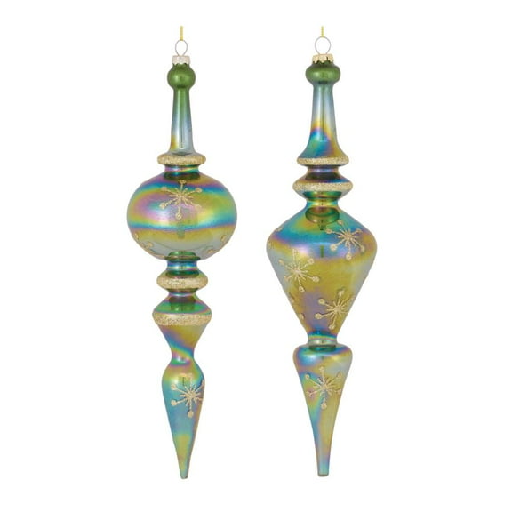 Melrose 6ct Iridescent Glass Finial Christmas Drop Ornaments 12.5"