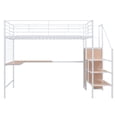 thumbnail image 6 of Bellemave Full Size Loft Bed with Staircase and L-shaped Desk Industrial Metal Loft Bed with Dresser Wardrobe and Guardrails Full Loft Bed Frame for Teen, No Box Spring Needed, White, 6 of 12