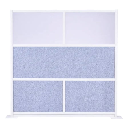 KFFKFF Office Divider Privacy Partition, 1-Pack, 70" x 70" Modular Room Divider, PET Workstation Panel with Frosted Windows, Freestanding Partition Wall for Office or Library