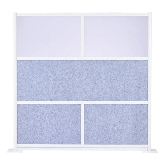 KFFKFF Office Divider Privacy Partition, 1-Pack, 70" x 70" Modular Room Divider, PET Workstation Panel with Frosted Windows, Freestanding Partition Wall for Office or Library