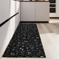 thumbnail image 4 of Black White Halloween Skull Bat Moon Pattern Kitchen Rug Mat,Kitchen Runner Rugs Non Skid Washable,Decorative Kitchen Floor Mats for Kitchen,Sink,Laundry,17"X47", 4 of 5