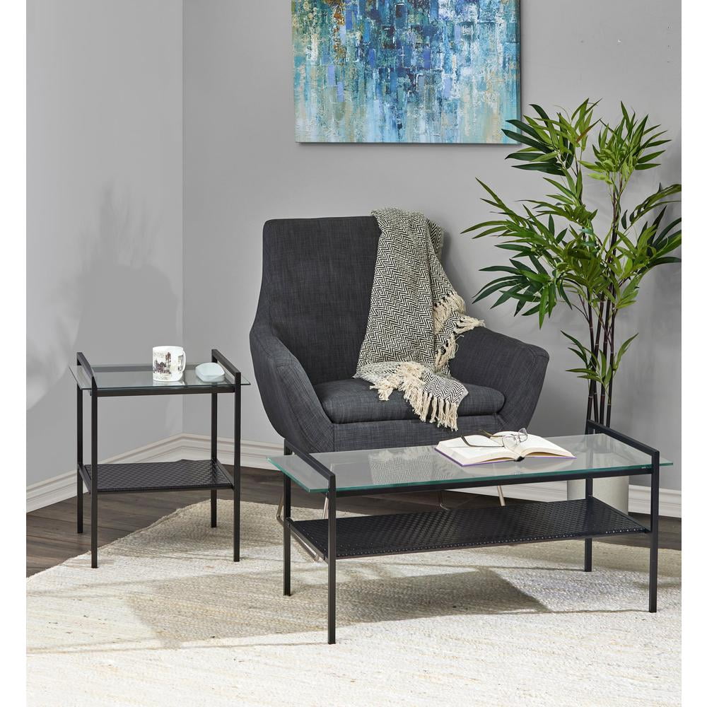 Adesso Pearson Coffee Table, Black, Glass