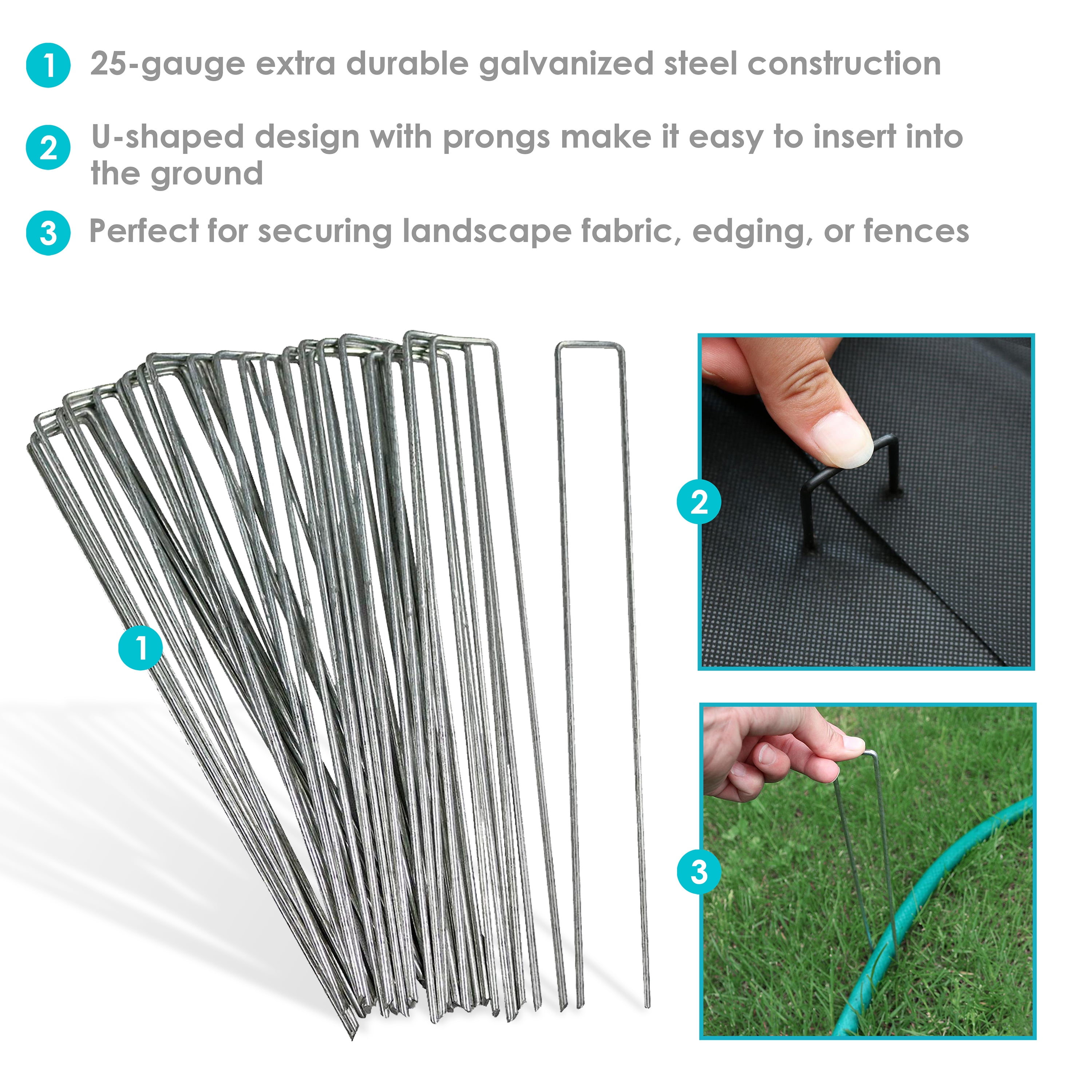 Weed Barrier and Tents Tarps DISTINCTIVE STYLE Garden Stakes for Xmas Decorations 20 Pieces 12 Inch Heavy Duty Ground Anchors Anti-Rust Galvanized Steel Sod Staples for Securing Fences DS 