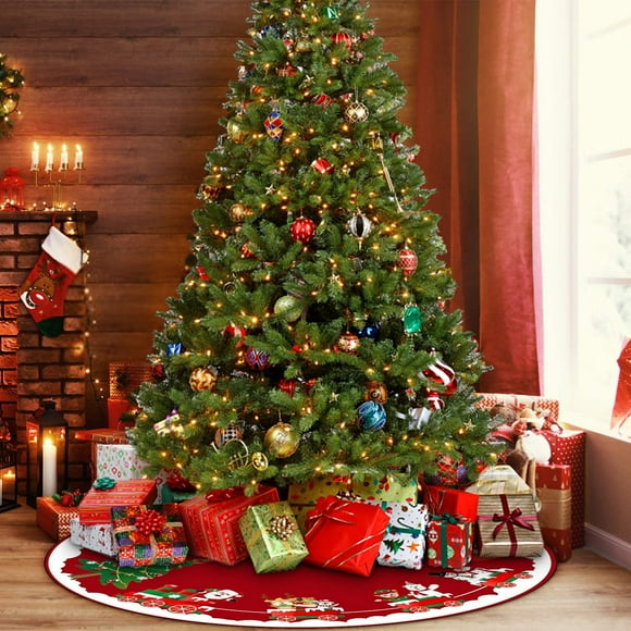 PEONAVET Christmas Tree Skirt Christmas Tree Skirt Decorations Santa Claus Snowflake Christmas Tree Skirt Exquisite Tree Bottom Decoration Tree Skirt