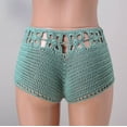 thumbnail image 3 of Hienoo Women's Beach Crochet Shorts Solid Color Slim Fit Mini Shorts, Sizes S-L, 3 of 8