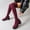 Burgundy, variant on Xfvqtps Womens Thigh High Boots Knit Mesh Pull on Stretchy Block Mid Heel over the Knee Boots