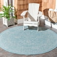 thumbnail image 3 of SAFAVIEH Courtyard Darin Botanical Indoor/Outdoor Area Rug, Aqua/Grey, 5'3" x 5'3" Round, 3 of 11