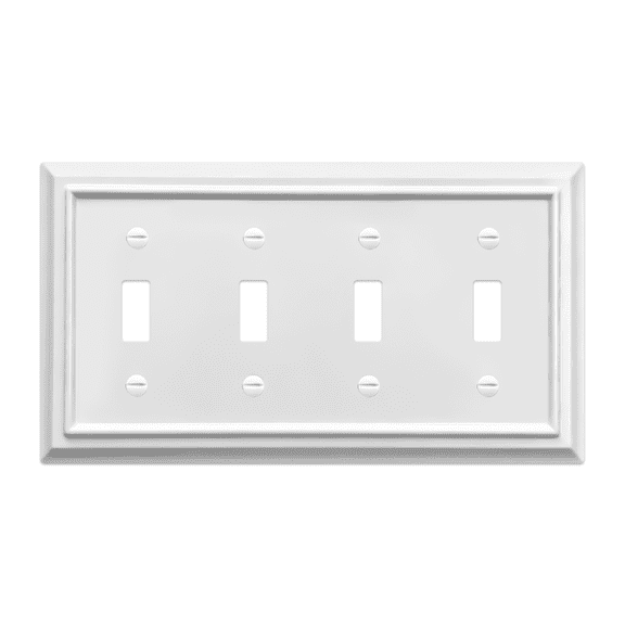 Wall Plates, Duplex Outlet Covers, Toggle Light Switch Plates, Decorator Light Switch Cover, Bamboo Fiber Material Wall Plate, Standard Size Wall Plates of various styles, White (4 Gang Toggle 1 Pack