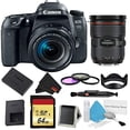 thumbnail image 5 of Canon EOS 77D DSLR Camera with 18-55mm Lens Bundle w/ 3 Piece Filter & Memory Kit + 24-70mm Lens (Intl Model), 5 of 5