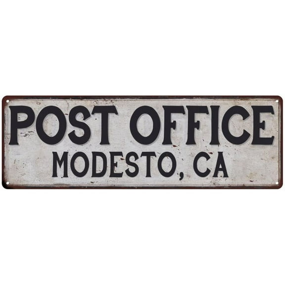 Modesto, Ca Post Office Metal Sign Vintage 8x24 108240011093