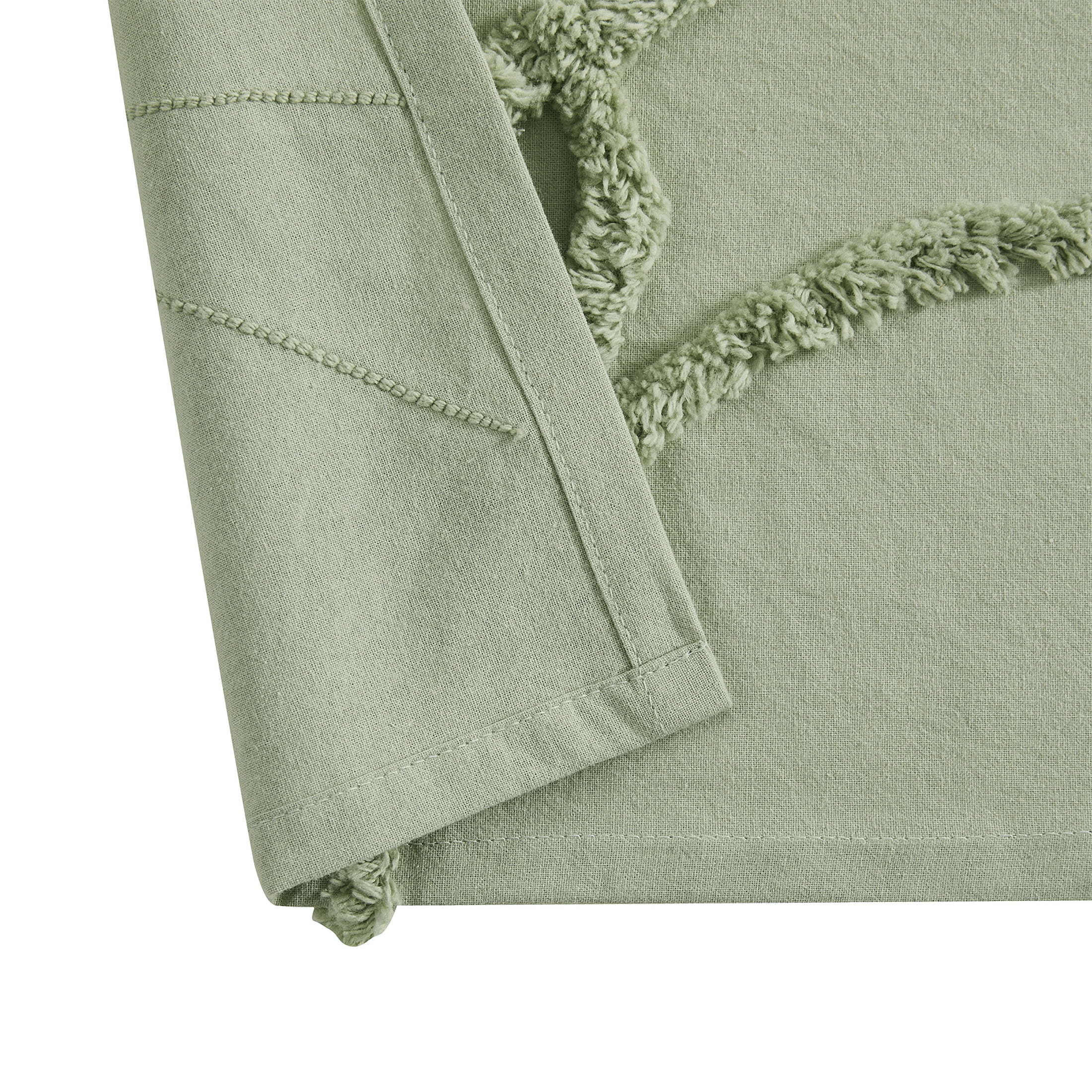 Beautiful Sage Green Botanical Branch Chenille Cotton Shower Curtain by Drew Barrymore, 72" x 72"